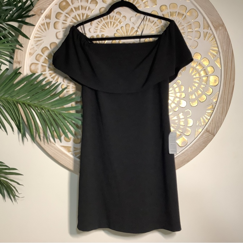 Charles Henry Black Off-Shoulder Mini Dress